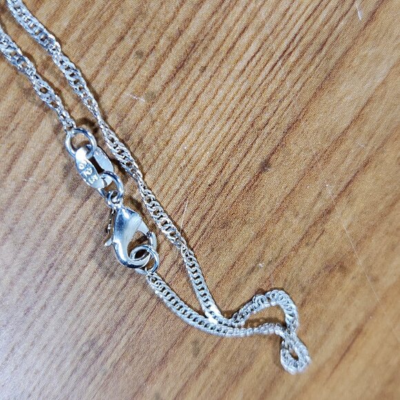 New Womens Blue & White Sapphire Necklace 14ktwg & 925 Silver - Picture 6 of 6